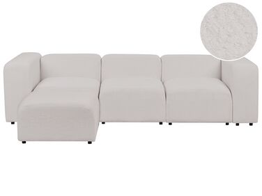 Soffa med fotpall modulär 3-sits bouclé ljusgrå FALSTERBO