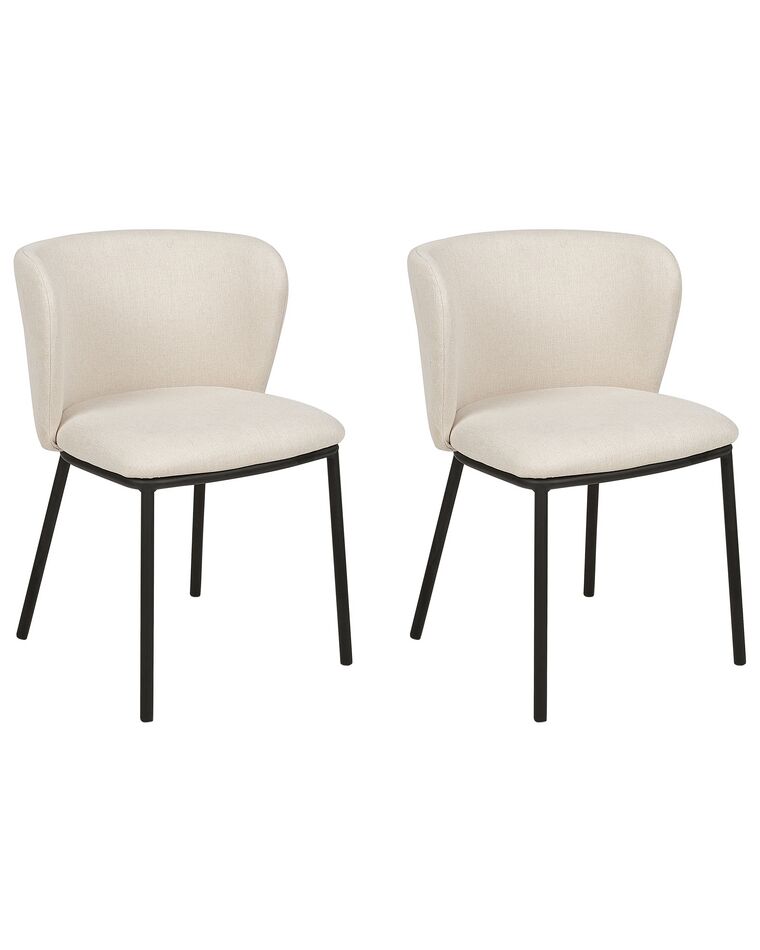 Conjunto de 2 cadeiras de jantar em tecido branco creme MINA_872127