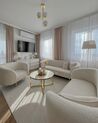 Conjunto de sala de estar 6 plazas de bouclé blanco/dorado LOEN_883412