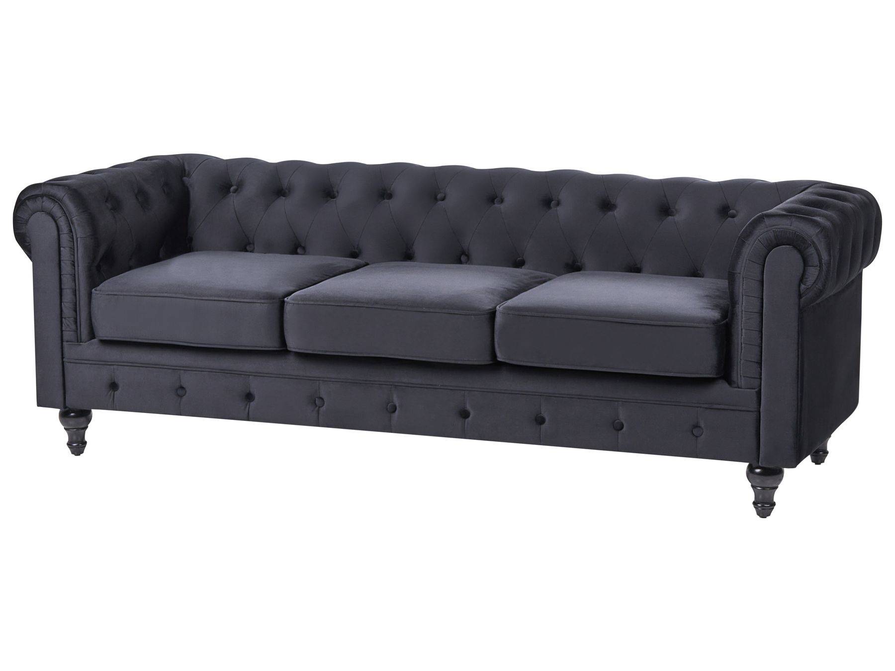 Velvet Living Room Set Black CHESTERFIELD Beliani.co.uk