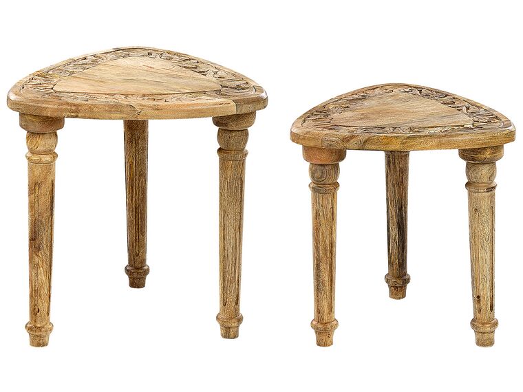 Set of 2 Mango Wood Side Tables Light SAORA _851854