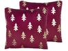 Conjunto de 2 almofadas de veludo vermelho padrão natalício 45 x 45 cm CUPID_814117