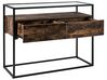 2 Drawer Glass Top Console Table Dark Wood and Black MAUK_829051