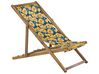 Set of 2 Acacia Folding Deck Chairs and 2 Replacement Fabrics Light Wood with Off-White / Yellow Floral Pattern ANZIO_819610