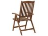 Conjunto 2 cadeiras de jardim em madeira escura de acácia com almofadas azuis AMANTEA_879713