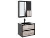 Meuble vasque avec miroir et cabinet 60 cm bois clair et noir TERUEL_817207