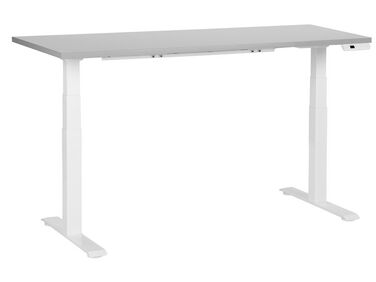 Elektriskt justerbart skrivbord 160 x 72 cm grå och vit DESTINES