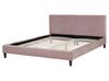 Sängynrungon päällinen sametti vaaleanpunainen 160 x 200 cm FITOU-sängylle_752834