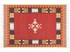 Alfombra kilim de algodón rojo/marrón/beige 160 x 230 cm PARAKAR_870166