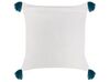 Set di 2 cuscini cotone bianco e blu scuro 45 x 45 cm TILIA_843291