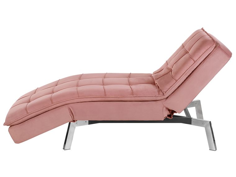 Velvet Chaise Lounge Pink LOIRET Beliani.co.uk