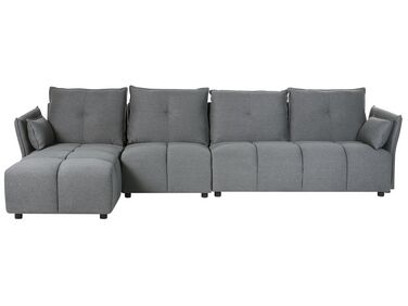 Canapé angle côté droit 4 places en tissu gris foncé TOMRA