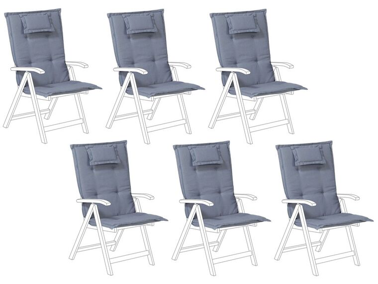 Set of 6 Outdoor Seat/Back Cushions Blue TOSCANA/JAVA_752277