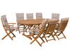 Trädgårdsmöbelset av bord och 8 stolar med dynor i gråbeige MAUI_744099