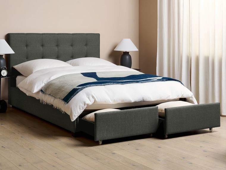Telaio Letto 140x200 Cm VidaXL - Tessuto Marrone Scuro, Con Doghe In Compensato, Senza Materasso