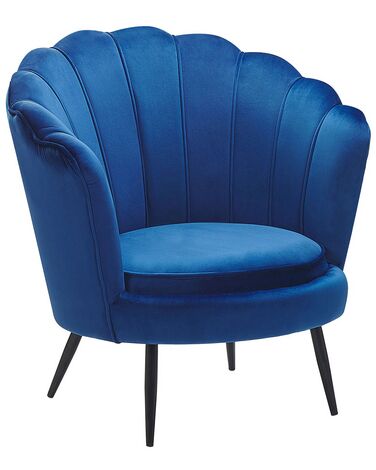 Sessel Samtstoff marineblau / schwarz Muscheldesign LOVIKKA