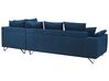 Canapé angle à gauche 4 places en velours côtelé bleu marine LUNNER_784986