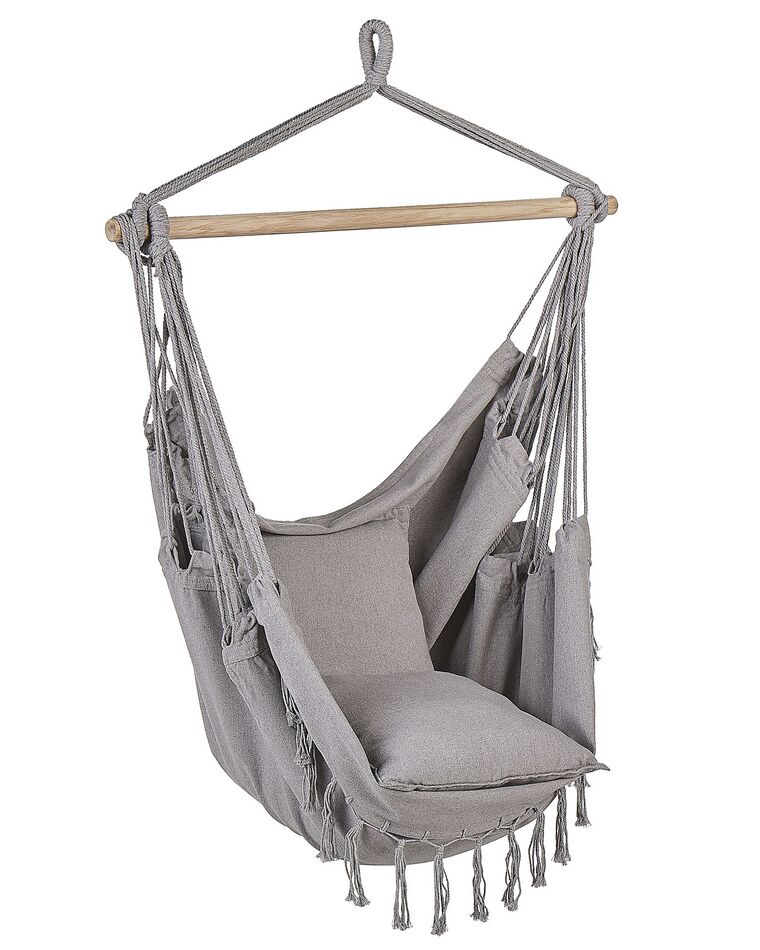 Cotton Hanging Hammock Chair Light Grey BONEA_821541