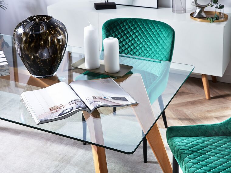 Glass Top Dining Table 160 x 90 cm HUDSON Beliani.no