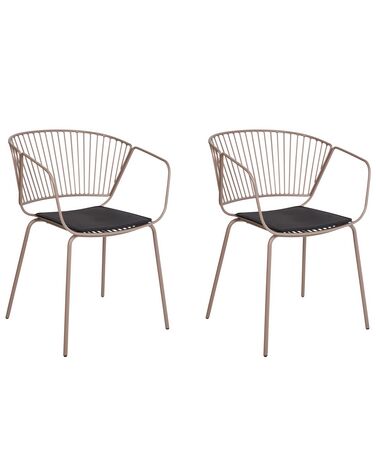 Set of 2 Metal Dining Chairs Beige RIGBY