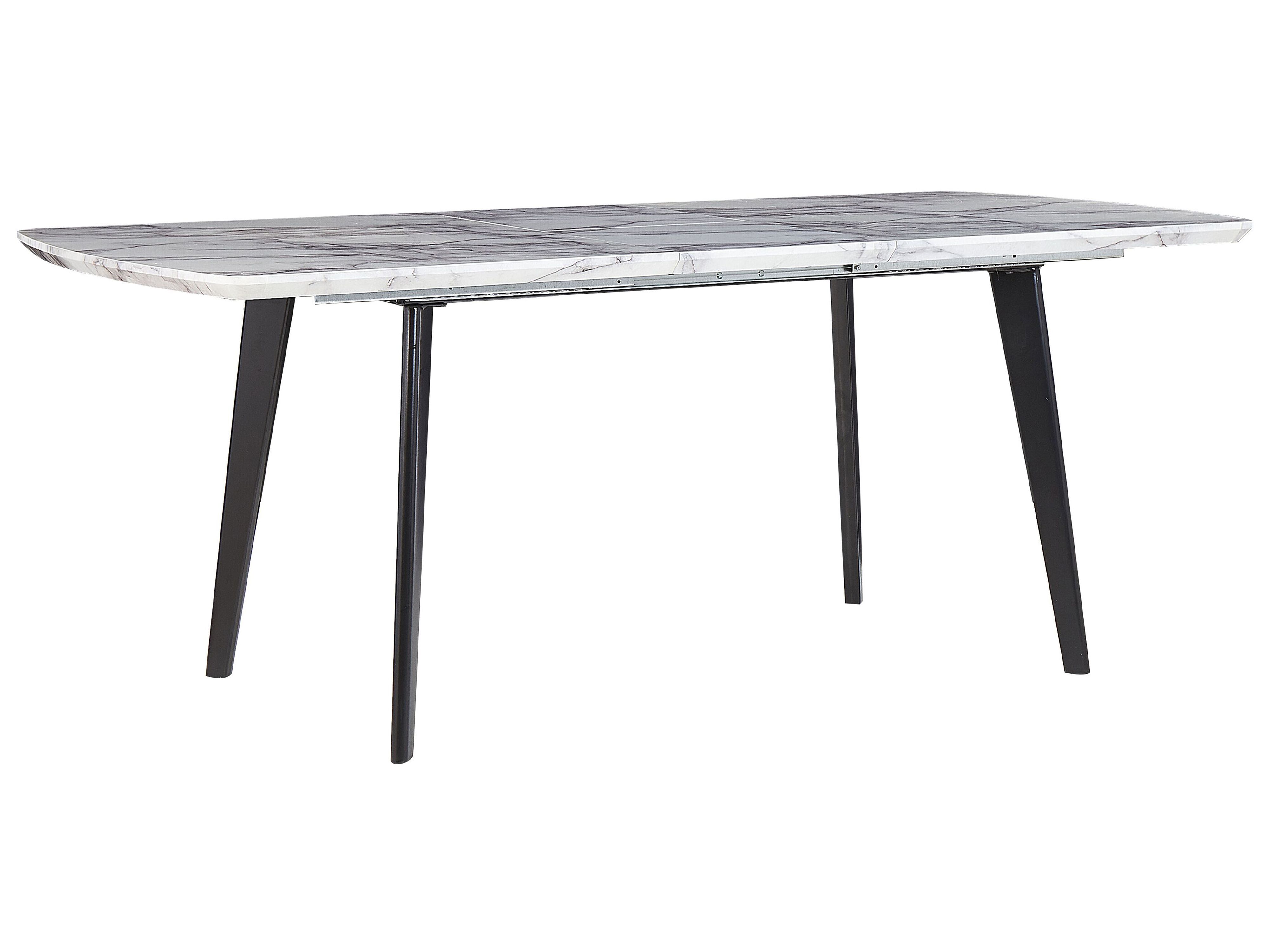 Esstisch Marmor Optik weiss / schwarz 160 / 200 x 90 cm ausziehbar