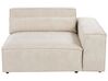 Right Hand 2 Seater Modular Velvet Corner Sofa with Ottoman Beige HELLNAR_910846