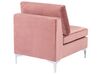 Sofá de canto de 5 lugares em veludo rosa com repousa-pés versão à esquerda EVJA_858955