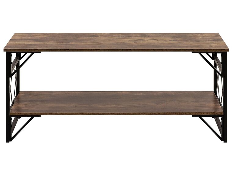 Coffee Table with Shelf Dark Wood with Black BOLTON Beliani.co.uk