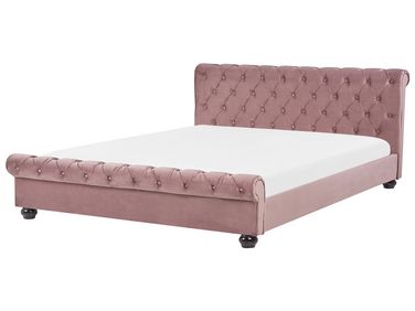 Velvet EU King Size Bed Pink AVALLON Beliani