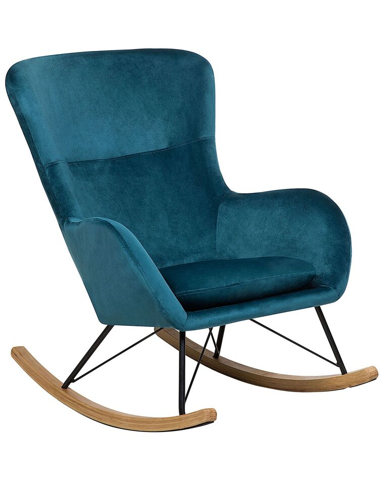 Cadeira de baloiço em veludo azul marinho ELLAN_745378