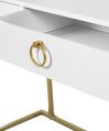 Home Office Desk / 2 Drawer Console Table White with Gold WESTPORT_802574