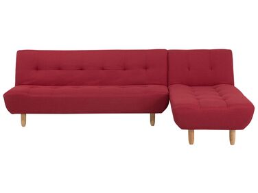 Left Hand Modular Fabric Corner Sofa Bed Red ALSTEN