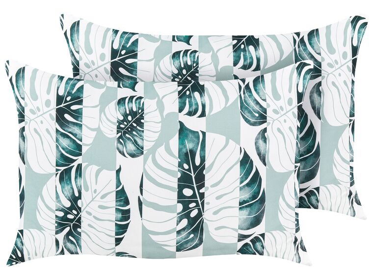 Set of 2 Outdoor Cushions Leaf Pattern 40 x 60 cm Green TERMINI_880785