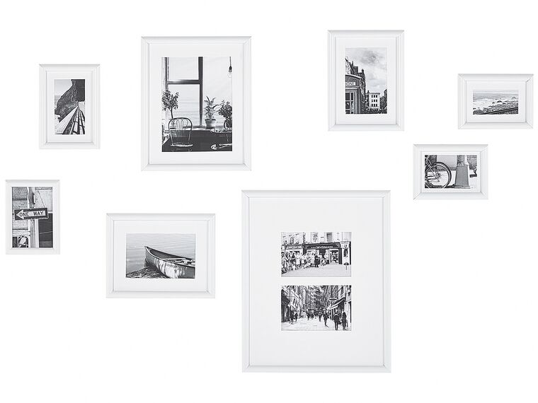 Wall Gallery of Landscapes 8 Frames White GARANGO_819468