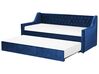 Łóżko wysuwane welurowe 90 x 200 cm niebieskie MONTARGIS_827002