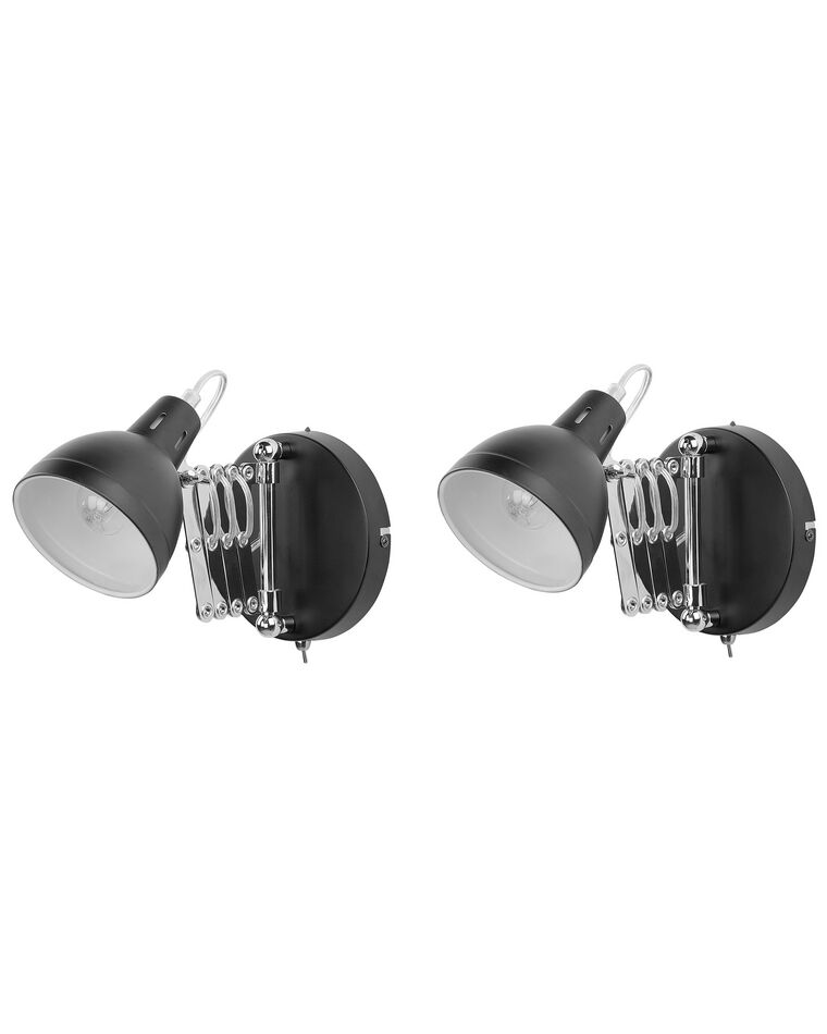 Conjunto de 2 lámparas de pared de metal negro/plateado HARRINGTON_837903