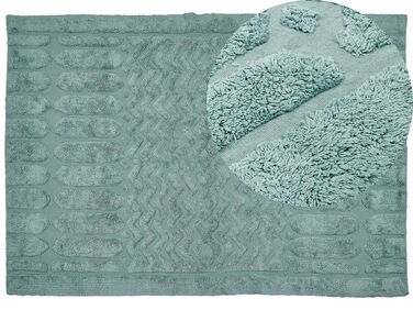 Teppich Baumwolle mintgrün 160 x 230 cm geometrisches Muster Kurzflor SIRNAK