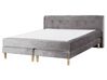 Zamatová kontinentálna posteľ 160 x 200 cm sivá MARQUISE_796502