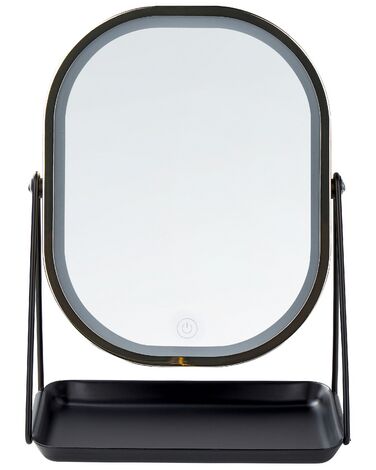 Espejo de maquillaje LED de metal dorado/negro 20 x 32 cm DORDOGNE