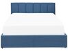 Cama de casal com arrumação em tecido azul 140 x 200 cm DREUX_861068