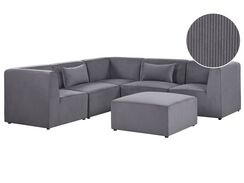 5-istuttava moduulikulmasohva ja rahi vakosametti oikeak. harmaa LEMVIG