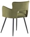 Sada 2 sametových jídelních židlí olivové zelené SANILAC_847060