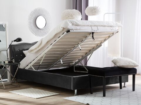 Velvet Eu Super King Size Bed With Storage Dark Grey Metz Beliani No Velvet Eu Super King Size Bed With, White King Size Bed With Storage