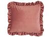 Set of 2 Velvet Cushions with Ruffles 42 x 42 cm Pink KALANCHOE_815311