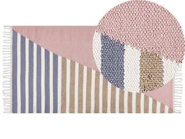 Alfombra de lana rosa/blanco/beige/azul 80 x 150 cm ENGIZ