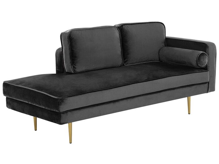 Right Hand Velvet Chaise Lounge Black Miramas Uk 