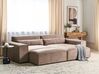 Left Hand 2-Seater Modular Fabric Corner Sofa with Ottoman Brown HELLNAR_912313