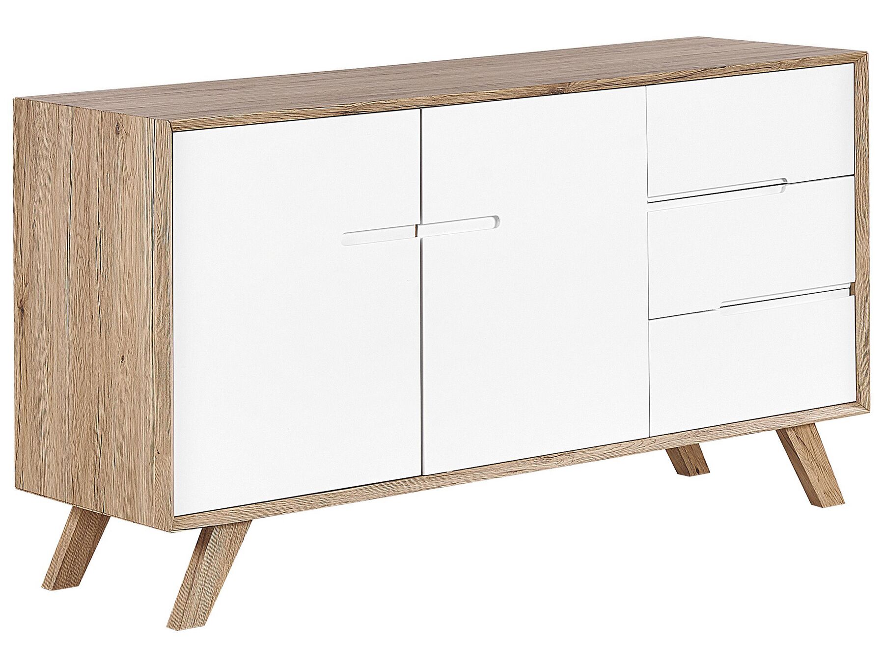 Modern Sideboard Drawers Cabinets Storage Light Wood White Forester