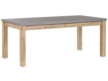 Mesa de comedor de cemento reforzado gris/madera clara 180 x 90 cm OSTUNI