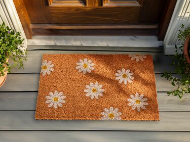 Coir Doormat Daisy Pattern Natural TOPKO
